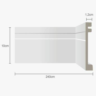 Moldura Rodap&eacute; Ecopremium Frisado Branco 2,4mx10cm EcomexBrasil