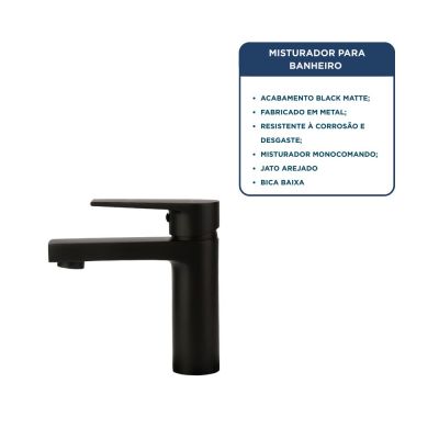 Torneira Misturador Monocomando para Banheiro de Mesa Bica Baixa 1/2" Livo Preto Addra