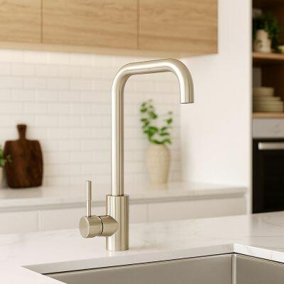 Torneira Misturador Monocomando para Cozinha de Mesa Bica Alta 1/2" Coral Aço Inox Addra