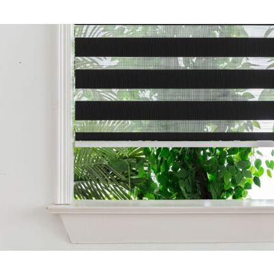 Persiana Double Vision Sunny 1,80L X 2,20A Preta (com bandô branco)