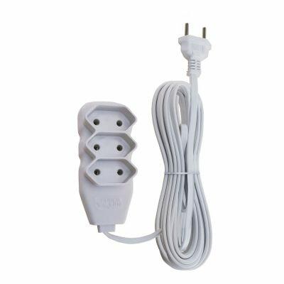 Extensão Slim 10m 3 Tomadas Bipolar Branco Force Line
