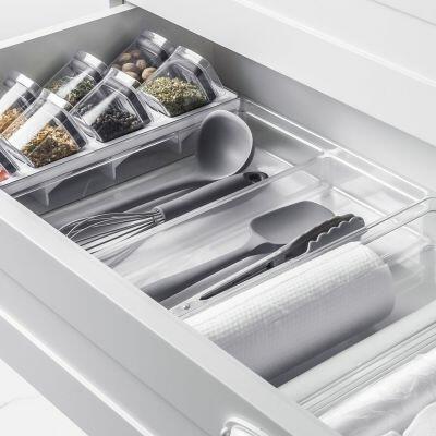 Organizador de Gaveta Clear 37,5x30x5,6cm Natural Ou