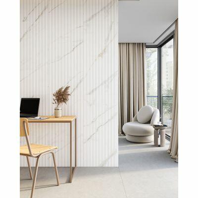 Revestimento de Parede Ripado Calacata Retificado Acetinado 45X90 Málaga