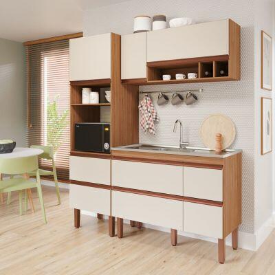 Armário Aéreo Cozinha 114CM Prisma Freijo/off Mgm Gabinetes