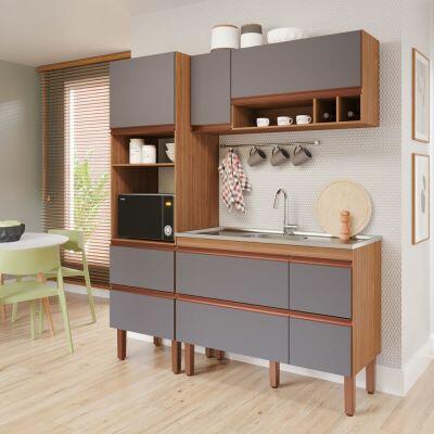 Paneleiro Cozinha 2,05m Prisma Freijo/tit  Mgm Gabinetes