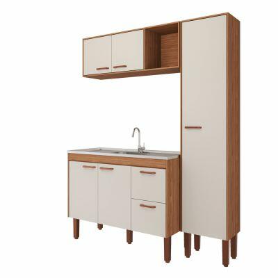 Balcão para Cozinha 1,14m Slim Freijo/off White 4 Portas MGM Gabinetes Balcão para Cozinha 1,14m Slim Freijo/off White 4 Portas MGM Gabinetes