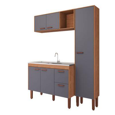 Balcão de Cozinha Slim 4 Portas 1,14m Freijo Titânio MGM Gabinetes Balcão de Cozinha Slim 4 Portas 1,14m Freijo Titânio MGM Gabinetes