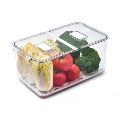 Cesto Organizador Lis Com Escorredor e Tampa Transparente 37,73x21,6cm 13,9l Casa & Ideia