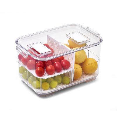 Cesto Organizador Lis Com Escorredor E Tampa Transparente 27,6x17,5cm 7l Casa&Ideia