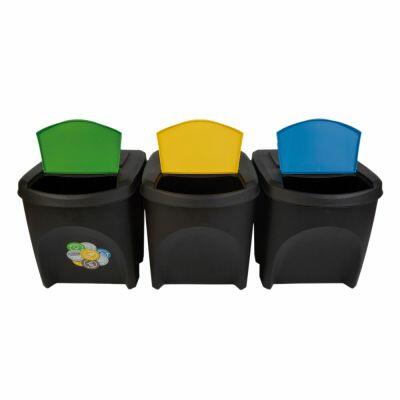 Kit 3 Lixeiras Com Tampa 25l Andel Antracita Casa&ideia