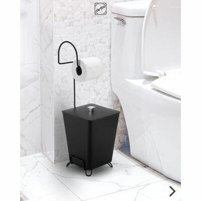 Papeleira de Chao com Lixeira 7l Black Arthi