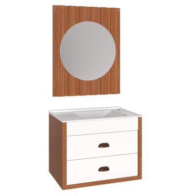 Kit Gabinete para Banheiro Suspenso MDF/MDP com Cuba Cairo Branco/Cinamomo 65cm C-Linea Kit Gabinete para Banheiro Suspenso MDF/MDP com Cuba Cairo Branco/Cinamomo 65cm C-Linea
