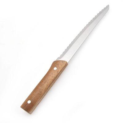 Faca de Cozinha Com Cabo de Madeira Acacia Fosco Inox 34cm Casa&ideia
