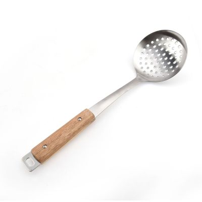 Espumadeira Com Cabo de Madeira Acacia Fosco Inox Casa&ideia