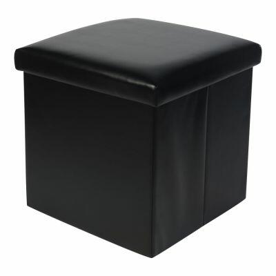 Puff Organizador Dobrável 38x38cm Isis Preto Diagonal