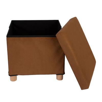 Puff Organizador com Pés 38x38cm Comfy Marrom Diagonal