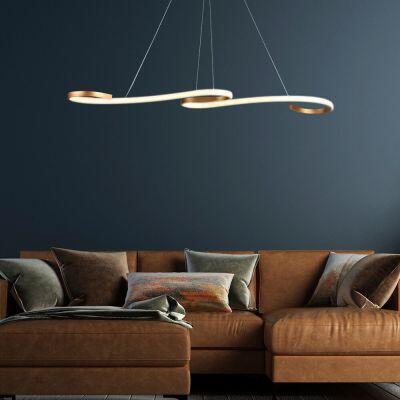 Pendente Metalico 3000k 30w Milão Ouro Escovado Bivolt Taschibra