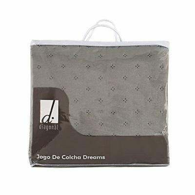Jogo Colcha e Fronhas Queen 260x240cm Dreams Cinza Retangular Diagonal