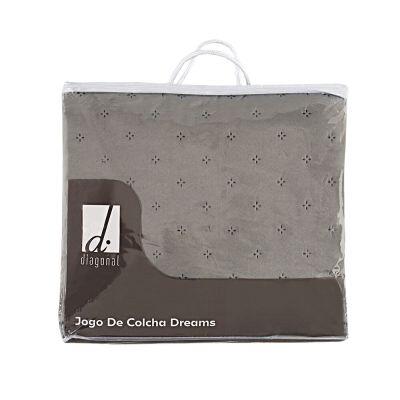 Jogo de Colcha King 280x260cm Dreams Cinza Retangular Diagonal
