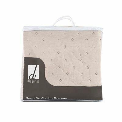 Colcha Queen 280x260cm Dreams Bege Retangular Diagonal
