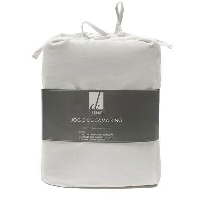 Jogo de Cama King 193x203cm Dreams Branco Retangular Diagonal