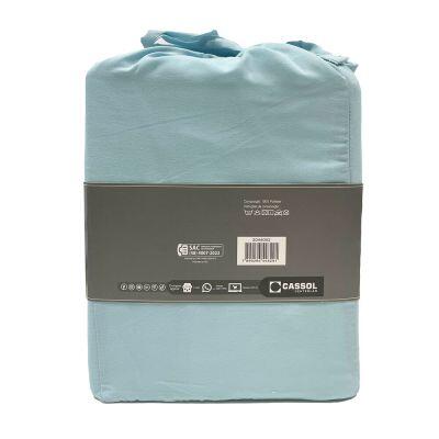 Jogo de Cama Solteiro 90x190cm Dreams Azul Claro Retangular Diagonal