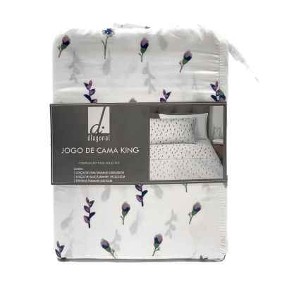 Jogo de Cama King 193x203cm Dreams Lavanda Retangular Diagonal