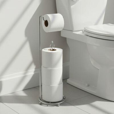 Papeleira de Chão 4 Peças Premium Cromado Arthi