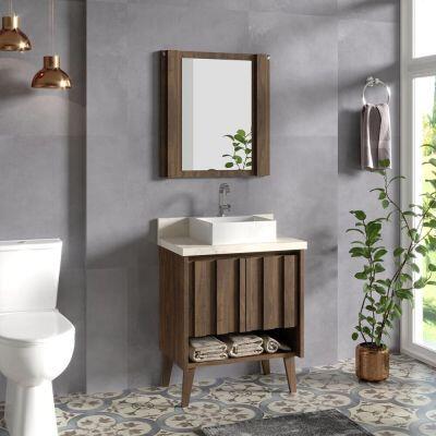 Kit Gabinete para Banheiro MDF/MDP Aspem Atenna/Ameixa 62cm C-Linea