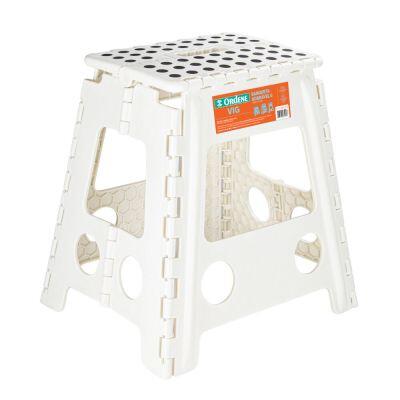 Banqueta Dobrável Plástico Vig G Branco 29x22x39cm