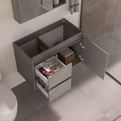 Gabinete para Banheiro Suspenso MDF/MDP com Lavatório Valentina Grigio 78cm C-Linea