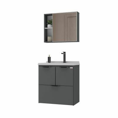 Gabinete para Banheiro MDF/MDP com Lavatório Luiza Chumbo 60cm C-Lina