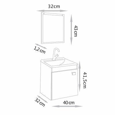 Kit Gabinete para Banheiro MDF/MDP Uno Nogal/Branco 40cm C-Linea Kit Gabinete para Banheiro MDF/MDP Uno Nogal/Branco 40cm C-Linea