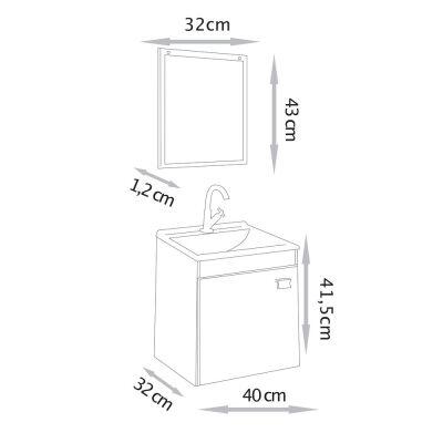 Kit Gabinete para Banheiro MDF/MDP Uno Etna/Branco 40cm C-Linea Kit Gabinete para Banheiro MDF/MDP Uno Etna/Branco 40cm C-Linea