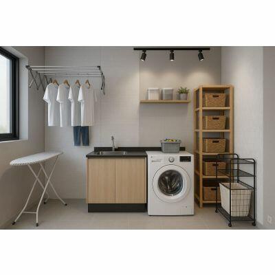 Mesa Passar Roupa 110x33x90cm Compacta Branco Casa&Ideia