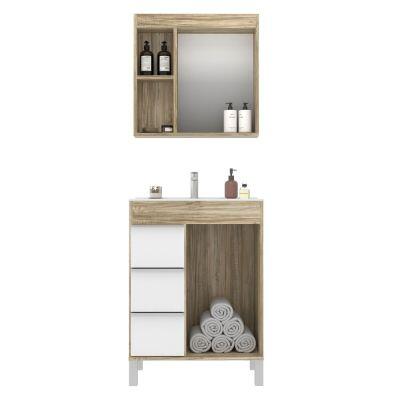 Kit Gabinete para Banheiro MDF/MDP Dallas Branco/Cartagena 60cm Móveis Sander Kit Gabinete para Banheiro MDF/MDP Dallas Branco/Cartagena 60cm Móveis Sander