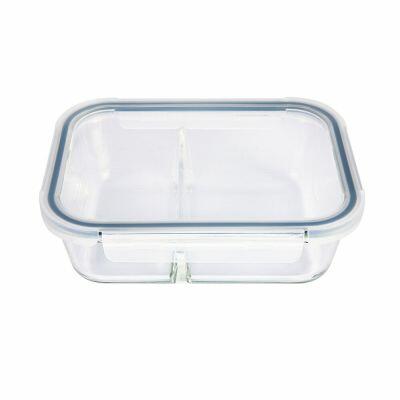 Pote Vidro Hermético 1,38L 2 Divisórias Transparente Com Tampa Casa&ideia