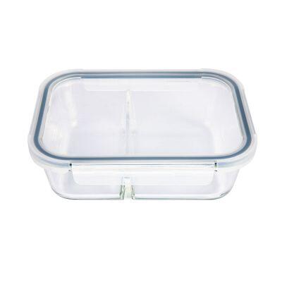 Pote Vidro Hermético 360ml 2 Divisórias Transparente Com Tampa Casa&ideia