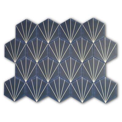 Porcelanato Hx/505 Hexagonal Listras Azul Bold Acetinado 17x19 Gabriella