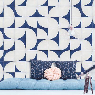 Faixa Decorativa Itapema Azul Branco Bold Acetinado 20x20 Gabriella