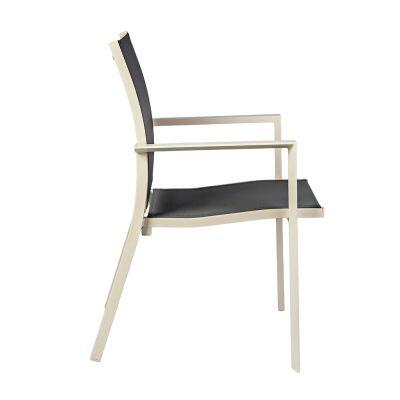Cadeira Siena Textilene Cinza Alumínio Off White Com Braço Fascino