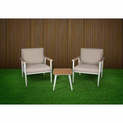 Conjunto para Jardim Canas Mesa e Poltronas Bege Alumínio 3 Peças Fascino