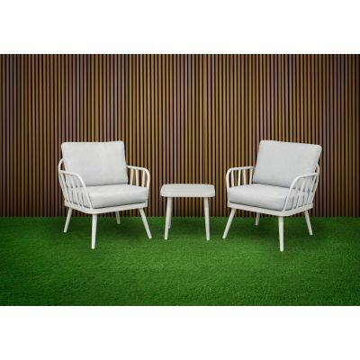 Conjunto para Jardim Armação Mesa e Poltronas 3 Peças Cinza Alumínio Fascino
