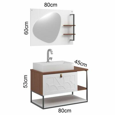 Gabinete para Banheiro Suspenso MDF/MDP com Cuba Lancy Cinamomo 80cm C-Linea