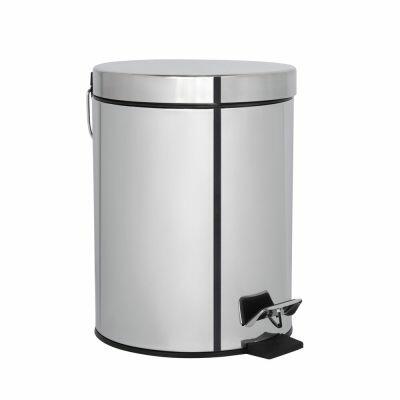 Kit Lixeira com Pedal 5L e Escova Inox Prata Casa&Ideia