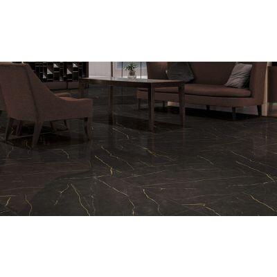 Piso Cerâmico Preto Dourado Retificado Polido 82x82 Ilhabella