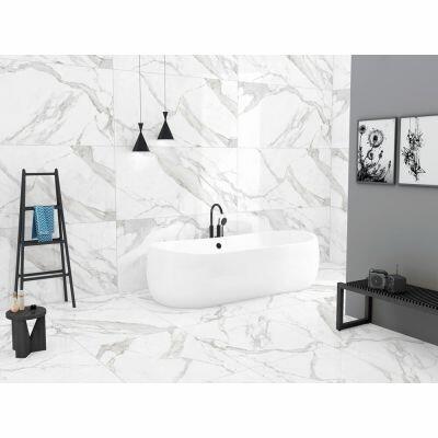 Piso Cerâmico Statuario Branco Cinza Retificado Brilhante 61x116 Ilhabella Piso Cerâmico Statuario Branco Cinza Retificado Brilhante 61x116 Ilhabella