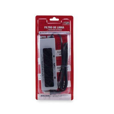 Filtro de Linha 4 Tomadas 2P+T Bivolt Cinza Force Line