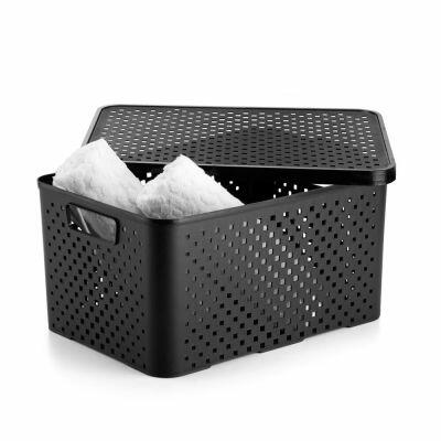 Caixa Quadriculada 16l Preto Dasplast