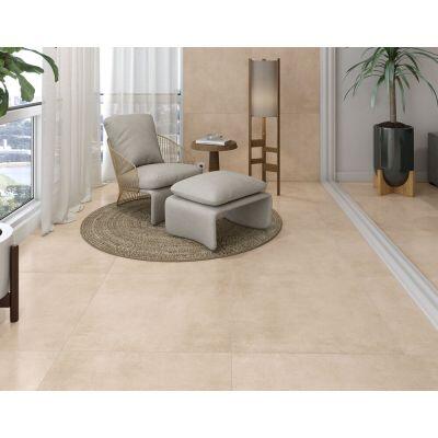 Piso Cerâmico Concret Bege Escuro Retificado Acetinado 75,5CM X 75,5CM Incopisos